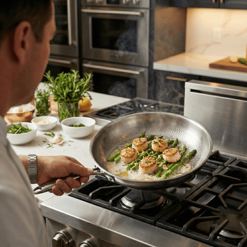 Hand-Hammered Titanium Pan - 3-piece set