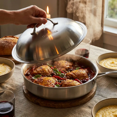 Bellavita Titanium Braiser with Lid - Food Lifestyle