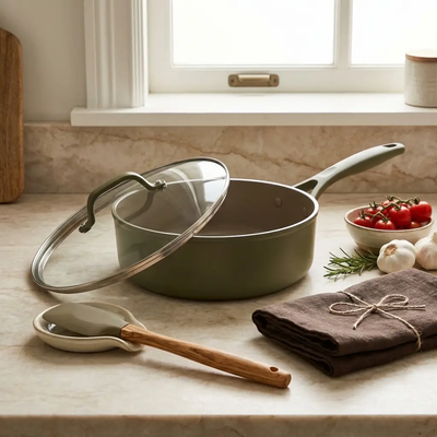 Bellavita Titanium Everyday Pan with Lid by Bellavita Cookware - Premium Setup