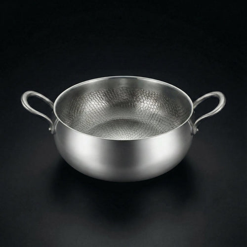 Hand-Hammered Deep Titanium Pot