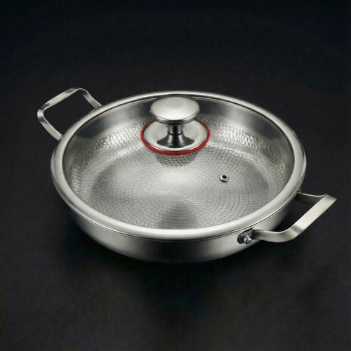 Hand-Hammered Titanium Pan with Two Handles