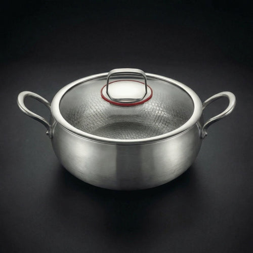 Hand-Hammered Deep Titanium Pot